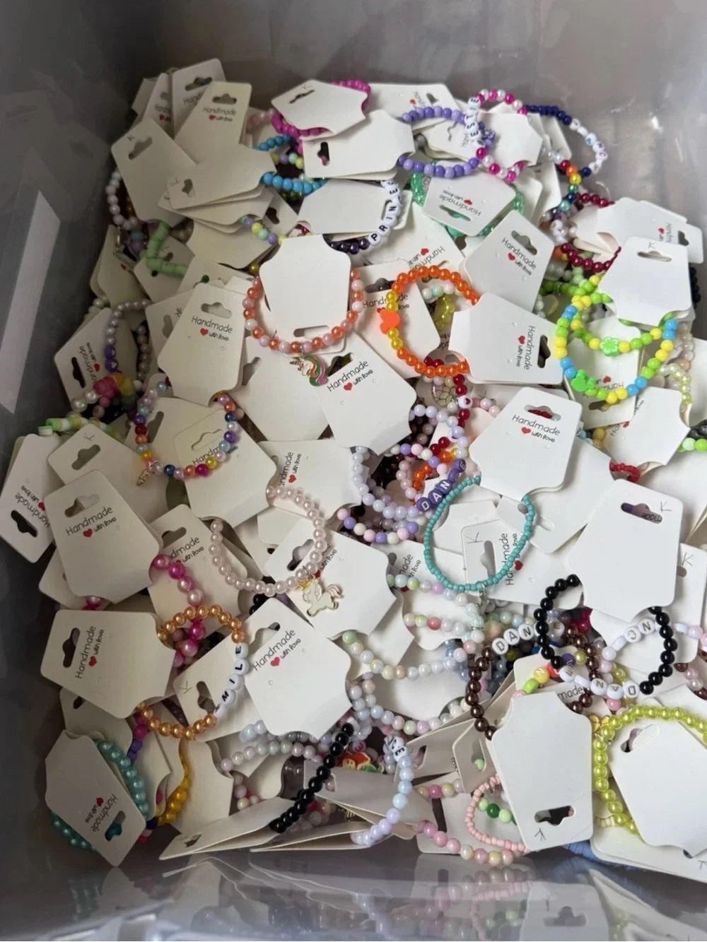 Bulk mystery set of 100 Kids Beaded Bracelet - Multicolor, handmade by me